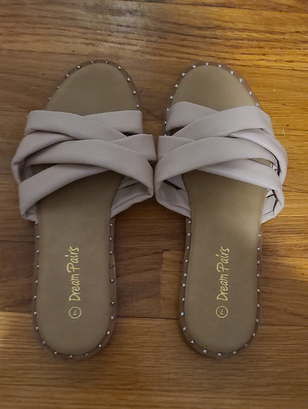 Dream Pairs Flat Studded Brown Slip On Sandals